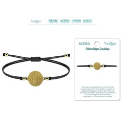 Pulsera Hilo Negro Con Virgen Guadalupe Plateado - Coleccion Medalla de Santos (HAS)